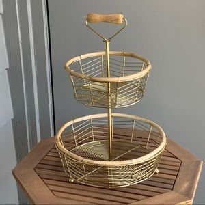 2 Tier Gold Plated Wire Basket